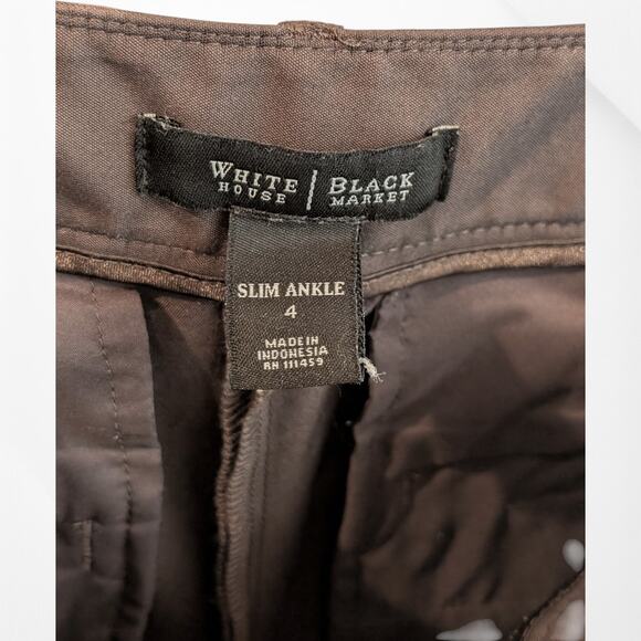 White House Black Market Slim Ankle Length Brown Pants  With Side Zipper - 4 - Picture 5 of 8